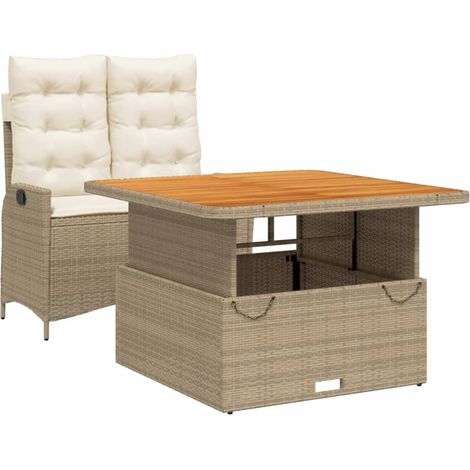 Ensemble à manger de jardin et coussins 2 pcs，Salon de jardin beige poly rotin CFW32955 (1/5)