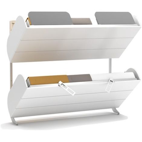 Letto a castello a scomparsa + materassi bianchi 90x200cm/90x200cm