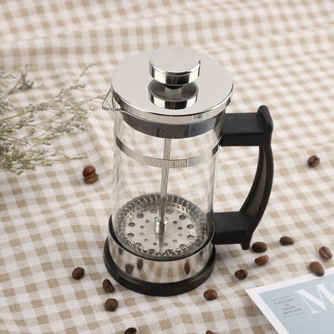 Kaffeekanne aus Edelstahl und Glas, French-Press-Filterkanne, Teebereiter für den Haushalt (1/5)