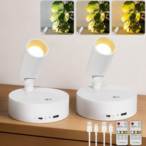 Spot Led Sans Fil - Tête Orientable 350° Horizontalement 90° Verticalement - Batterie 4000 Maha - Télécommande Incluse - Pour Intérieur