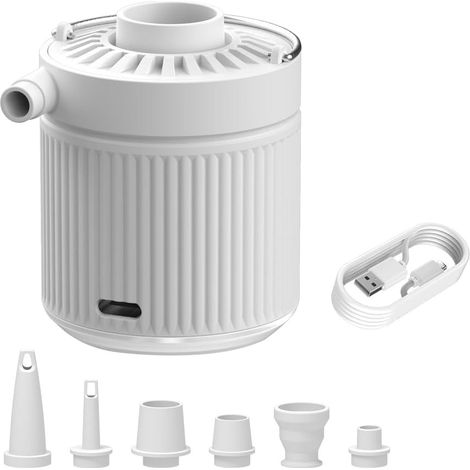 Mini Pompe à air Portable Rechargeable USB Petite Pompe à air de Voyage avec éclairage Petite Pompe pour Camping Anneaux de Natation lit Piscine Blanc (1/5)