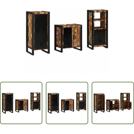 Badezimmerregal - Badezimmermöbel-Set mit Regal 3 pcs Massives upgecyceltes Holz (1/5)