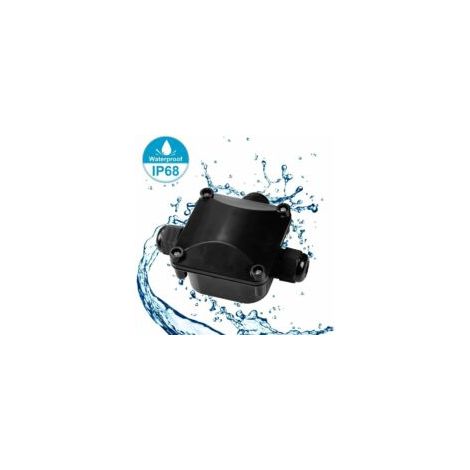 Caja de conexiones impermeable, conector en T de plástico con luz LED, color negro, caja impermeable de tres cabezales, paquete de 5 - Crezuo
