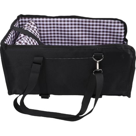 Siège auto pour chiens avec console, antidérapant, portable, rehausseur de sécurité central pour les voyages, noir. (1/5)