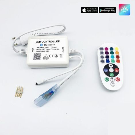 Silamp – Contrôleur RGB Bluetooth pour ruban LED 220V – Alimentation 750W – Application mobile pour gestion à distance – 30 modes d'éclairage