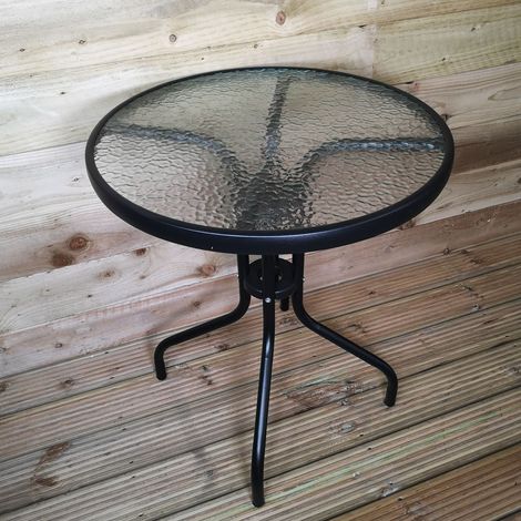 Drinks Table 60cm Outdoor Occasional Table Metal Black Patio Table Round Garden Bistro Side Table Portable Garden Furniture (1/5)