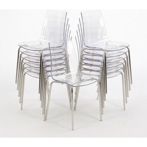 12 Sedie Lollipop Grand Soleil gambe acciaio bar offerta stock - Trasparente (1/5)