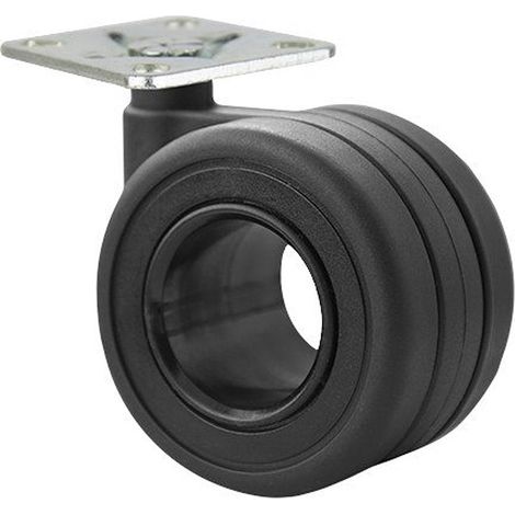 Roue noire Plet. Marsella D-65 S.Freno - MARSELLA - Roulette à plaque sans frein pour meuble (1/4)