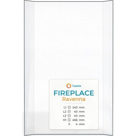 Vitre Fireplace RAVENNA - Verre Prismatique pour insert - (40 + 243 + 40) x 466 mm (L2+L1+L3 x H1) - 4 mm