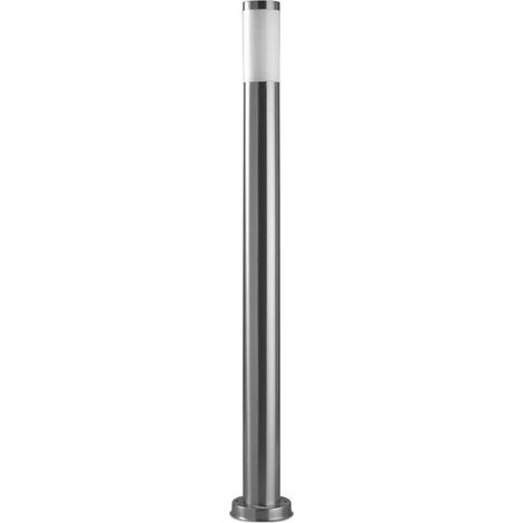 Forlight Koral - Pollerleuchte für E27-Leuchtmittel mit 23W. Durchmesser 12.8cm. Gehäuse aus Stahl. Außenbereich IP55. Farbe Silber (1/2)