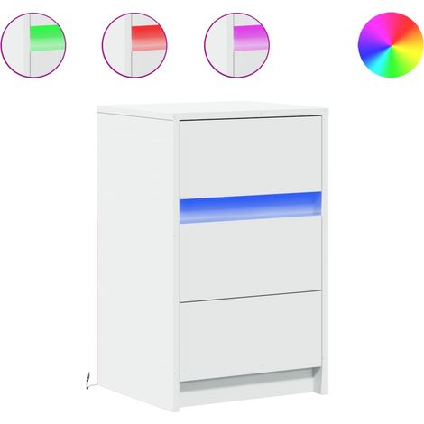 Maison Exclusive - Nachttisch mit LED-Leuchten Weiß Holzwerkstoff