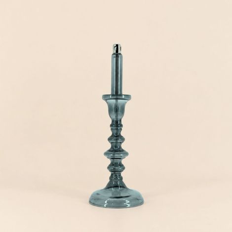 Lampe à huile chandelier en verre soufflé gris 32cm (1/5)