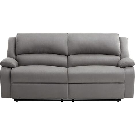 Loungitude – Canapé relax manuel 3 places XXL en microfibre – Repose-pieds inclinable jusqu'à 170° – Dimensions 193 x 93 x 96 cm – Gris