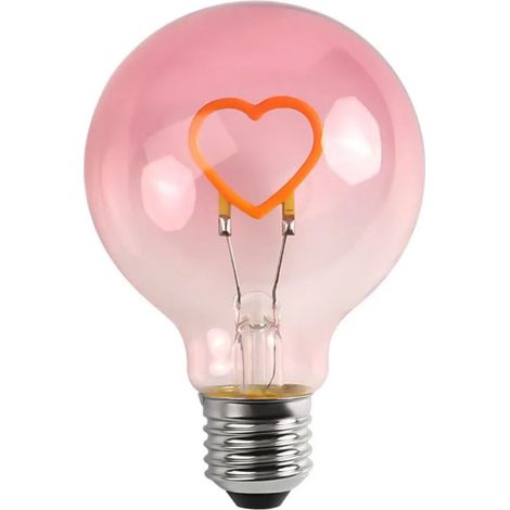 Ampoule Led Grand Globe Edison Ampoule G95 Rose Couleur Coeur Filament 2W Dimmable Spécialité Ampoule Décorative 220-240V E27