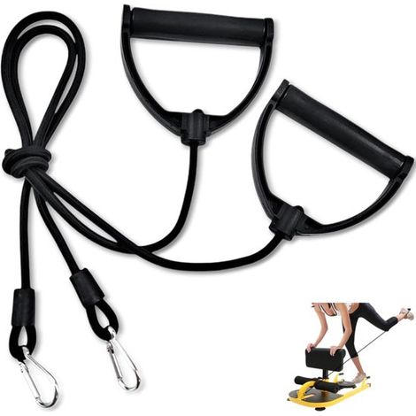 Paquete de 2 bandas de resistencia para stepper con asas y clips - Cables de fitness para entrenamiento de fuerza - Negro (1/5)