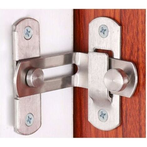 Serrure De Porte À Angle Droit À 90 Degrés, Serrure À Verrou À Boucle Serrure À Came Pour Porte Et Fenêtre Barre De Verrouillage Coulissante Serrure De Porte De Grange Loquet Coulissant-Chrom (1/5)