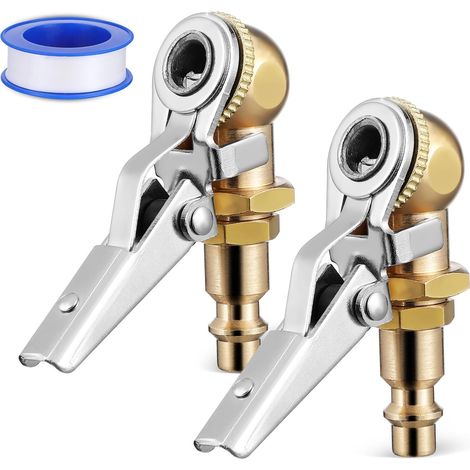 Set di 2 raccordi pneumatici per gonfiaggio pneumatici, adattatore per valvola auto, facile connessione e durata garantita.