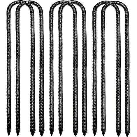 Piquets de Tente d'agrafes de Jardin Piquet d'armature Crochets Acier Ancrage au Sol pour Trampoline Auvents Tente Camping 30CM 6PCS (1/5)