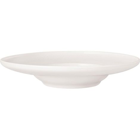 assiette creuse en porcelaine, assiette pour les nouilles et les pâtes, résistant au lave-vaisselle et au four à micro-ondes, empilable, blanc (1/4)