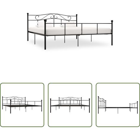 Cadre de lit - Cadre de lit sans matelas noir métal 180x200 cm (1/5)