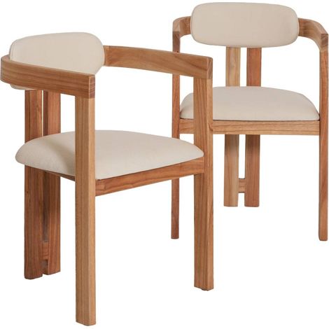 Made In Meubles – Chaise en bois de mindy et tissu bouclette – Lot de 2 – Hauteur 77 cm – Design ergonomique pour confort optimal (1/5)