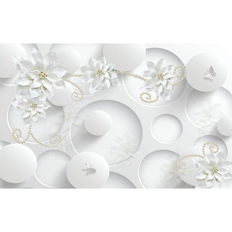 Papier peint panoramique - Fleurs Design 3D - 130 cm x 81 cm (1/2)
