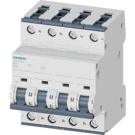 Interruttore magnetotermico 4 poli 400V 6kA curva C 32A Siemens 5SY64327