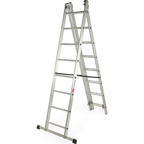 KADAX Multifunktionsleiter aus Aluminium, Anlegeleiter bis 150kg, 8 Stufen