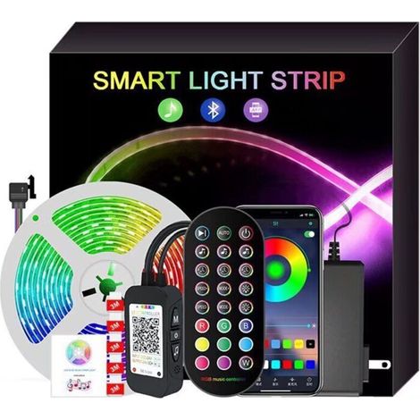 – Ruban LED 20M SMD 5050 RGB – 16 millions de couleurs – Télécommande 24 touches – Alimentation 12V – Modes d'éclairage 8 (1/5)