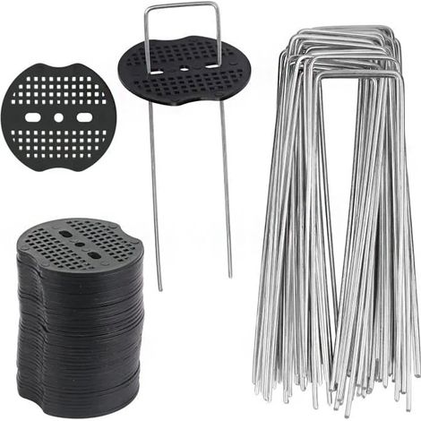 Lot de 40 Piquet Jardin de Fixation en Acier Galvanisé 150 mm/6"- Ancrage au Sol Toile paillage Agrafes pour bache Mauvaise Herbe