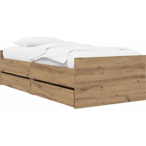 Cadre de lit Chêne artisanal Bois d'ingénierie vidaXL (1/5)