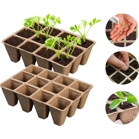 Plateaux de germination 24 pièces avec 12 alvéoles pour semis et culture à domicile (1/5)