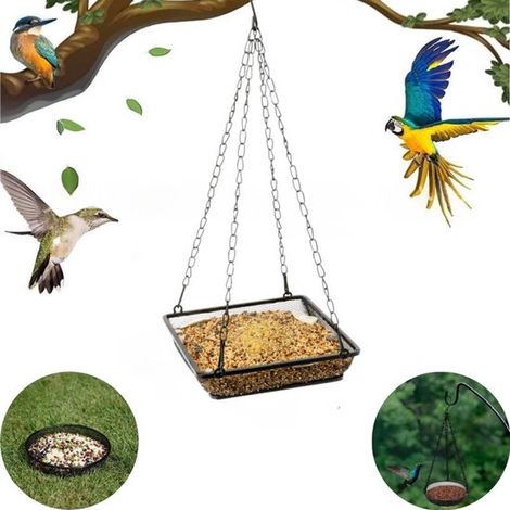 Comedero colgante para exteriores, Comedero para aves silvestres, Comedero para pájaros, Comedero desmontable para balcón, 17 x 17 cm (1/5)