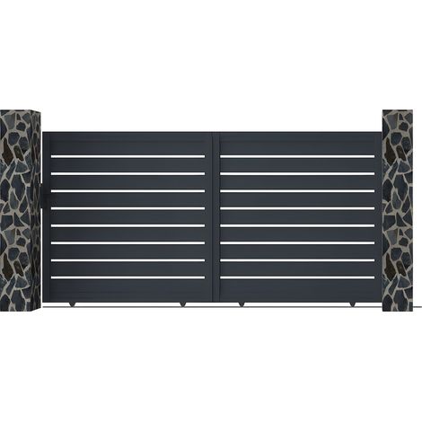 Cancello scorrevole L350 x H176 cm in Alluminio traforato Antracite - PRIMO
