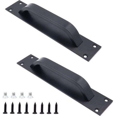 Set di 2 maniglie scorrevoli in lega di alluminio per porte tagliafuoco, ante di armadi, porte di guardaroba, meccanismo push-to-open, 20 cm x 4 cm, nere (1/4)