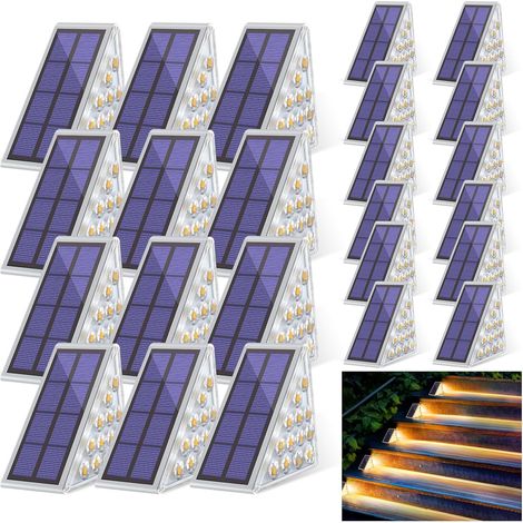 Lampe Solaire Exterieur - 12 Pièces Lampes Solaires pour Escaliers - 13 LEDs Blanc Chaud - IP65 Éclairage étanche pour Jardin, Patio, Garage, Marche, Escaliers (1/5)