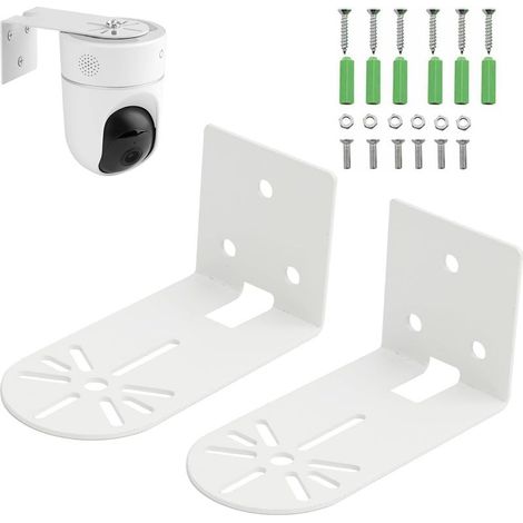 Lot de 2 Support d'angle Camera Exterieur Mural Perforation pour caméra d'intérieur Montage de Surveillance Support Plafond Accessoires pour Caméra Surveillance (sans Caméra) (1/5)