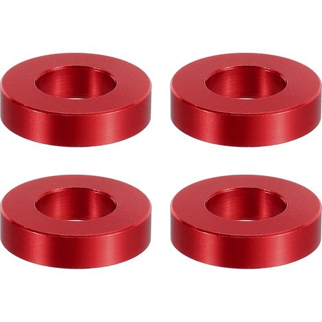 Entretoise en Aluminium, 4 Pcs Métal Entretoises Aluminium 10,5mm ID x 20mm OD x 5mm L Vis d'Espacement en Aluminium Ronde pour 2/5" ou M10 Vis à Boulons, Rouge (1/5)