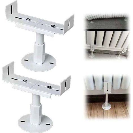 Set aus 2 Aluminium-Heizkörperhalterungen, Heizkörperfüßen aus Gusseisen, salzsprühbeständig, Heizkörperstütze für Zuhause, höhenverstellbar (13-18 cm) (1/5)