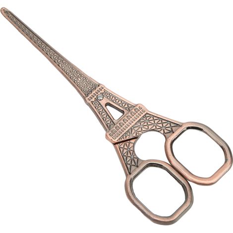 Ciseaux à broder en acier inoxydable, couleur cuivre rouge, motif tour, style rétro, taille moyenne, outil de coupe pour tissu (1/5)