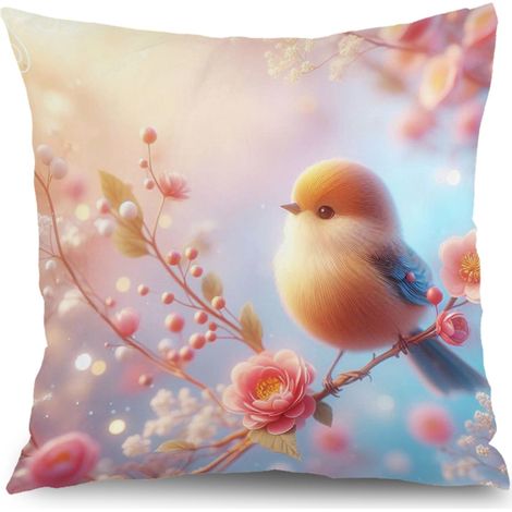 Taie d'oreiller floral printemps, décoration maison intérieure,45×45cm (1/5)