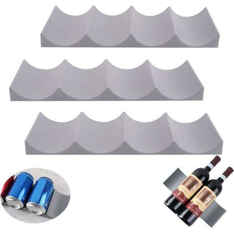 3pcs Étagère à Vin en Plastique Casier à Vin Antidérapant Organisateur De Canettes De Bière Porte Bouteille Empilable(Gris) (1/4)