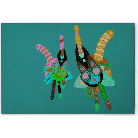 Leinwandbild Bunte Kreaturen M1-No.51292 - Kunstdruck auf Leinwand in Grün Bunt - Wandbild 60 x 40 cm (1/5)