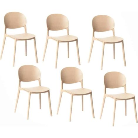 Kit 6 sedie polipropilene cucina bar ristorante sedia interno esterno beige 167ro