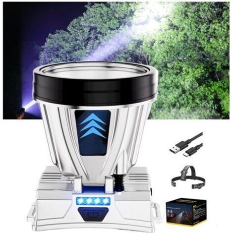 Lampe frontale LED rechargeable, autonomie 1200 mAh x 2, 40 LED avec 3 modes d'alimentation - Lumière blanche (1/4)