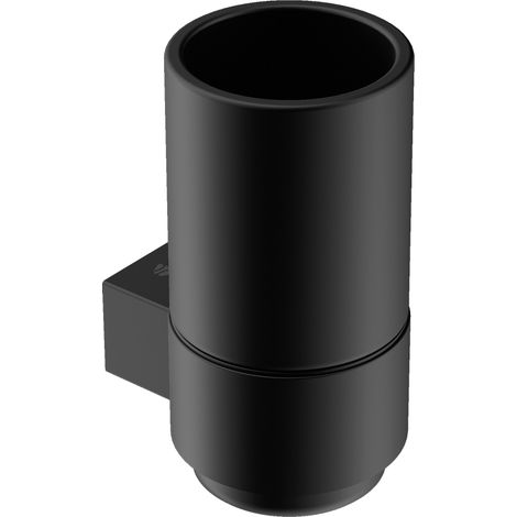 Zahnputzbecher Bernstein OLA Keramik/Edelstahl 6,5x9x13cm Schwarz matt [Doppelter Eintrag, prüfen] (1/4)