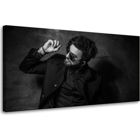 Leinwanddruck Schwarz-Weiß-Mann 80x40 cm