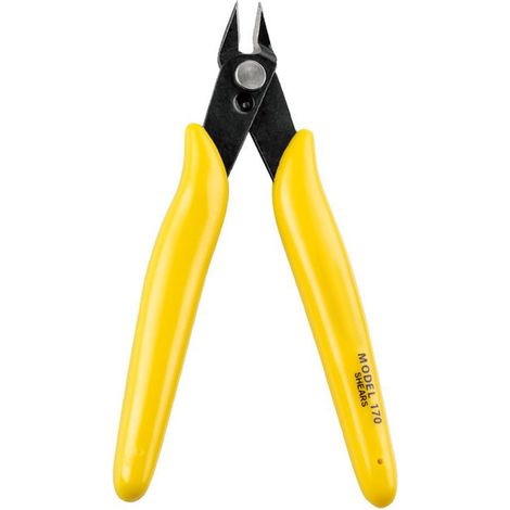 Pince électronique miniature jaune, poignée caoutchouc antidérapant, acier carbone résistant, coupe-fil micro pour électricité (1/5)