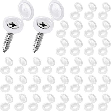 Lot de 100 Cache Vis Blanc 15mm à Charnière en Plastique pour M 4 à M 6 - Cache Rivet Capuchon (1/5)