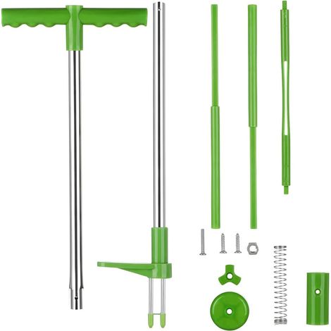 Arracher les mauvaises herbes, outil de désherbage manuel vertical, manche long de 99 cm (39 pouces), 3 griffes en acier inoxydable, pédale haute résistance et arrache-mauvaises herbes pour jardin et (1/5)